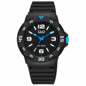 Reloj Q&Q para caballero – V02A-014VY – negro con detalles celestes