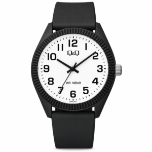 Reloj Q&Q para caballero – V12A-010VY – correa negra y esfera blanca