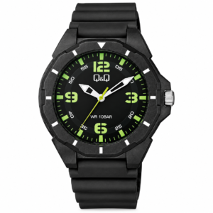 Reloj Q&Q para caballero – V30A-005VY – negro con detalles verdes