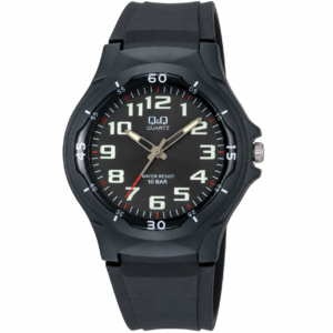 Reloj Q&Q para caballero – VP58J002Y – correa negra y esfera gris con detalles azules