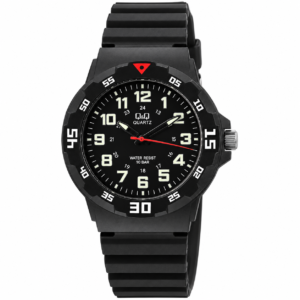 Reloj Q&Q para caballero – VR18J001Y – correa negra y esfera negra con detalles rojos