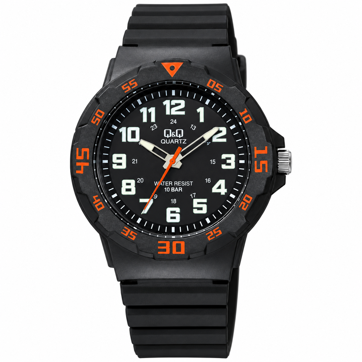 Reloj Q&Q para caballero - VR18J008Y - correa negra con detalles naranjas