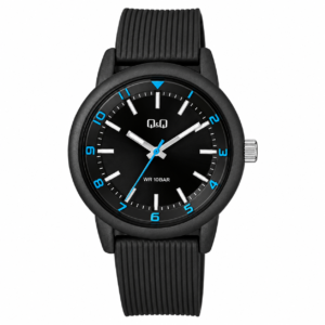 Reloj Q&Q para caballero – VR52-014Y – correa negra con detalles celestes