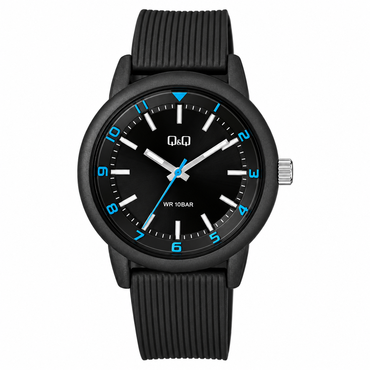 Reloj Q&Q para caballero - VR52-014Y - correa negra con detalles celestes